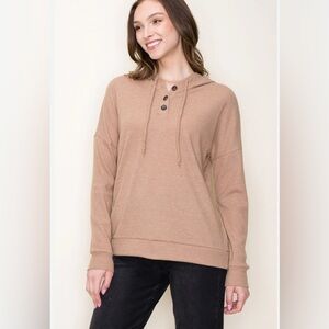 Henley Waffle Knit Hoodie